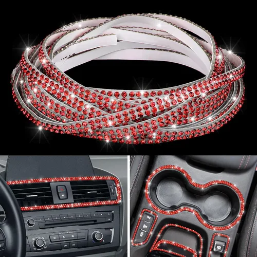 Vista 13 de Kingdder Moldura Brillante para Auto de 16.4 Pies Autoadhesiva con Cristales de Strass Brillantes Accesorios de Interior y Exterior de Auto