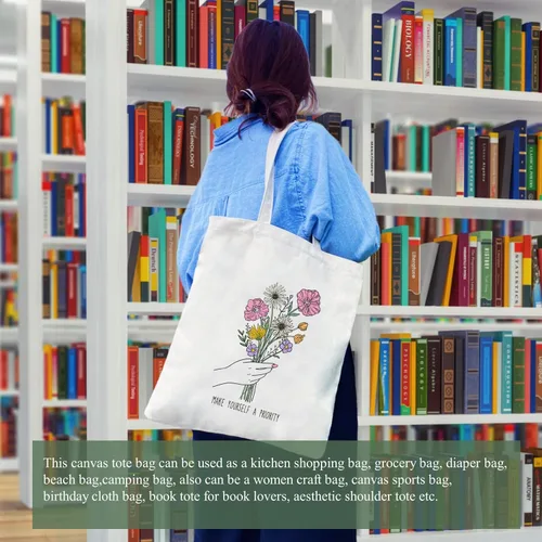 Vista 4 de Andeiltech - Bolsa de lona para mujer, con diseño de gato bonito y estética, bolsas reutilizables para compras y comestibles, con bolsillo