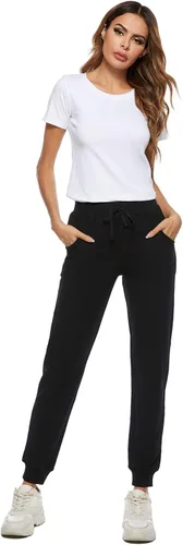 Vista 3 de AvaCostume Pantalones deportivos de algodón elástico para mujer con bolsillos