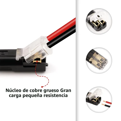 Vista 3 de Paquete de 50 conectores de cable, conectores de cable de empalme rápido de 2 pines de bajo voltaje, conector de empalme de alambre sin soldadura