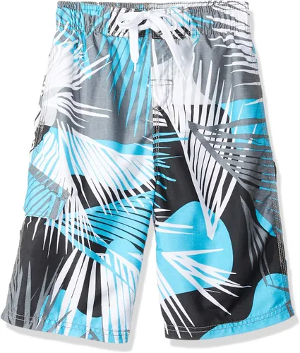 Vista 14 de Kanu Surf Boys' Tahiti Boys Swim Trunks with UPF 50+ Sun Protection-Quick Dry Boys Swimsuit Baja Azul Marino/Verde