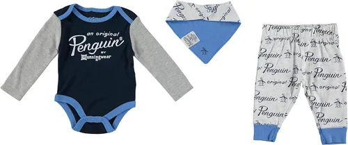 Vista 7 de Original Penguin Baby Boys Creeper Bodysuit and Jogger Pants 3 Pack Gift Set