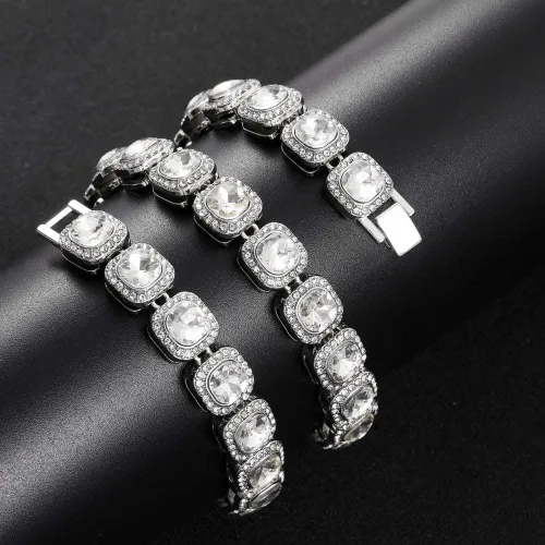 Vista 6 de DIDISEE Cadena de eslabones cubanos de oro y plata para mujer, collares de tenis con forma de corazón, cadena de diamantes, collar en capas, collar