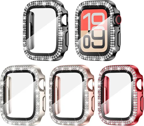 Vista 18 de Goton Paquete de 4 Fundas con Diamantes de Imitación para Apple Watch, Protector de 38mm para Series 3/2/1, Funda con Diamantes de Imitación