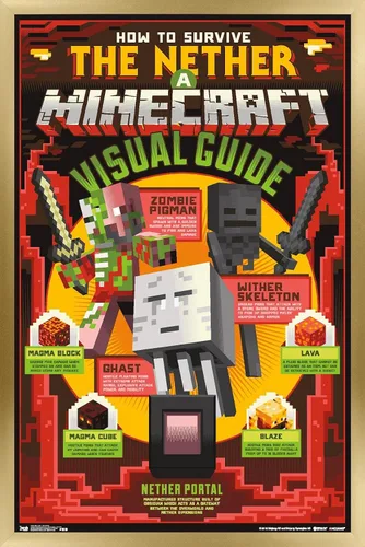 Vista 18 de Trends International Minecraft - Póster de The Nether Wall, 14.725 x 22.375 pulgadas, versión enmarcada de madera de granero