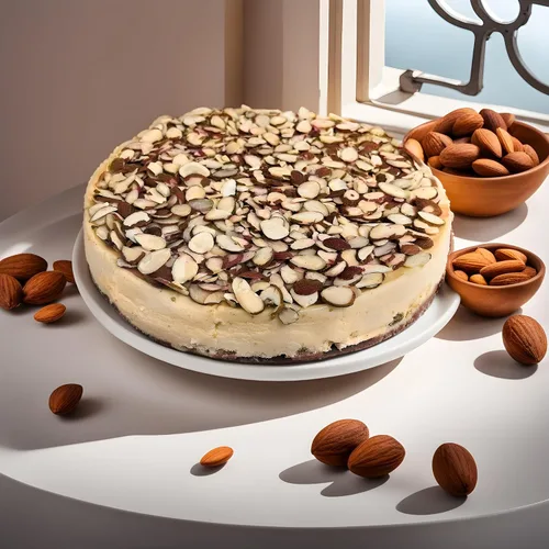 Vista 3 de ANDY ANAND CHOCOLATIER Tarta de queso de almendras sin azúcar de 9 pulgadas Apto para diabéticos, cremoso y increíblemente delicioso con queso