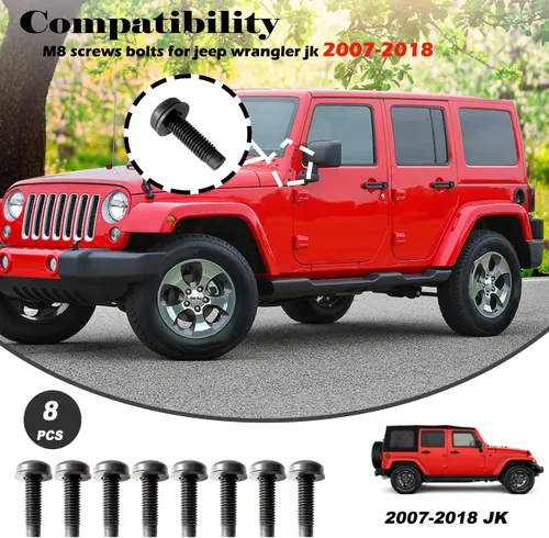 Vista 4 de Tornillos para Jeep Wrangler JK, pernos M8 aplicados al marco del parabrisas, barra antivuelco, portón trasero, bisagras duras de puerta, soportes
