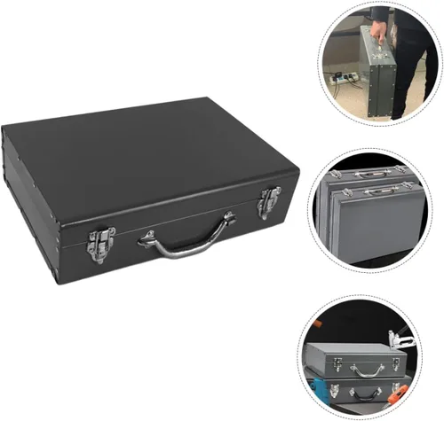 Vista 4 de Ipetboom Caja organizadora de herramientas de metal grueso, caja de herramientas pequeña portátil con asa, almacenamiento ligero para manualidades