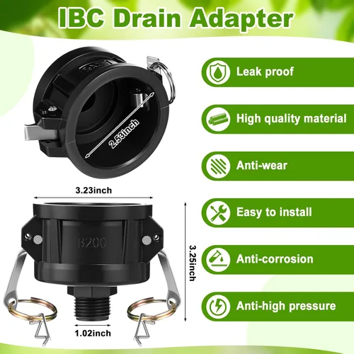 Vista 4 de Ibc Tote Adapter, Válvula Doble Azul, 3/4 '' macho Npt a 3/4 '' Ght Válvula Ibc para tanque de agua de 275-330 galones, válvula de grifo de manguera