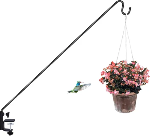 Vista 7 de ERYTLLY Gancho de Riel Extendido para Cerca de Terraza, Gancho para Comedero de Pájaros de Servicio Pesado, Giratorio 360 Grados y Longitud