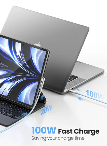 Vista 2 de Fasgear Cable USB C a USB C de 100 W – 1 paquete de 3 pies USB 2.0 tipo C a tipo C PD cable 5A de carga rápida en ángulo recto compatible