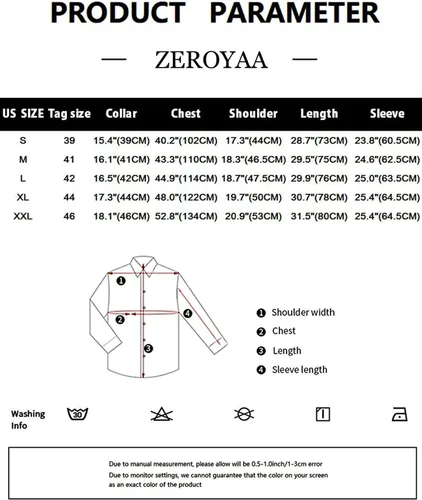 Vista 7 de ZEROYAA Camisas formales de vestir de manga larga con botones y bolsillo para hombre