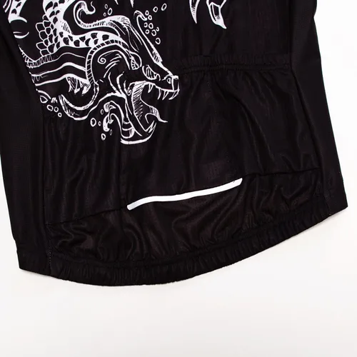 Vista 7 de Maillot de ciclismo para hombre, manga corta, ropa de bicicleta, tira antideslizante, cremallera completa, reflectante en la noche