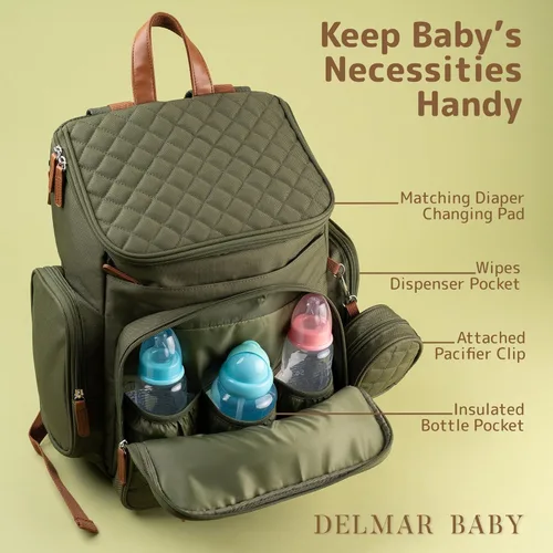 Vista 4 de Mochila grande para pañales para mamá y papá, bolsa de viaje unisex para bebé, 15 bolsillos, cambiador, correas para cochecito, elegante y lavable