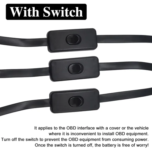 Vista 4 de Duttek OBDII - Cable divisor en Y de 1 a 3 pies (2 pies/23.6 in), cable de extensión OBD2 de ángulo Rihght, macho a hembra de 16 pines macho a