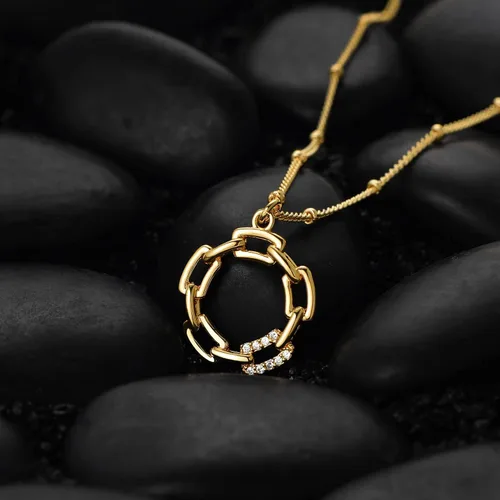 Vista 6 de MTMY Collar de flores chapado en oro de 14 quilates para mujer, delicado collar de pétalos de circonita cúbica, trébol, copo de nieve, joyería