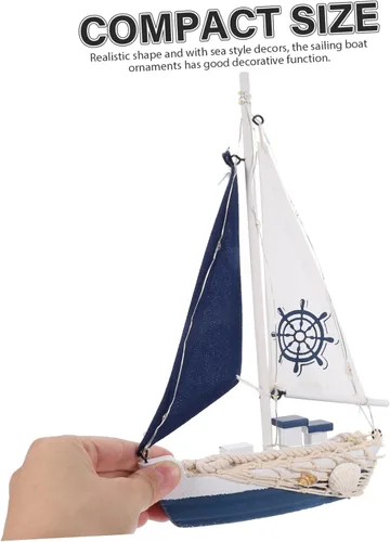 Vista 9 de ARTIBETTER Decoración Vela Adornment Escritorio Velero Ornamento Estilo Náutico Velero Modelo Mediterráneo Náutico Barco Modelo LED Madera Oficina