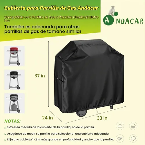 Vista 2 de Cubierta de Parrilla para Exteriores para Parrilla Eléctrica Char Broil Bistro Pro Parrilla y Plancha-25302146 25302145 25302161, Cubierta