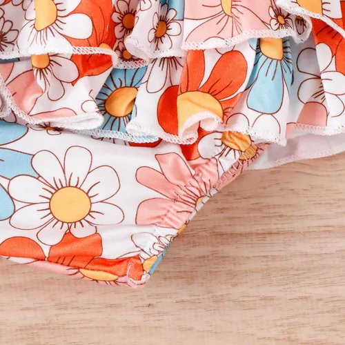 Vista 4 de MLAGJSS Conjunto gráfico de 3 piezas para bebés y niñas, sin mangas, estampado de corazón, camisa + pantalones de moda + diadema