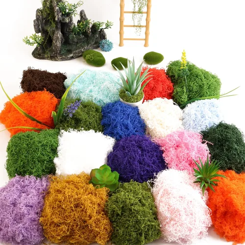 Vista 7 de El musgo verde artificial se utiliza para pavimento en maceta, relleno de jarrones, decoración de mesa de boda, pecera de cristal, paisaje