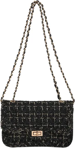 Vista 8 de Bolsos y bolso de mano de tweed para mujer, de piel sintética, con cadena de lana, bolso de hombro, bolso cruzado para las axilas, bolso de mano