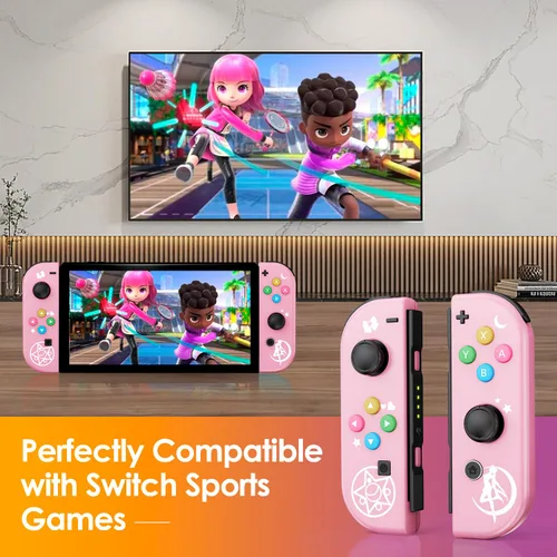 Vista 7 de Controller for Nintendo Switch, Replacement Wireless LR Controllers Support Dual VibrationWake-up