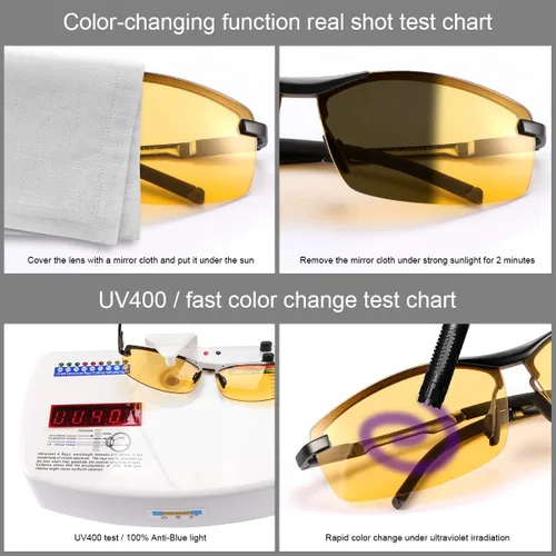 Vista 3 de YIMI Gafas de sol fotocrómicas polarizadas para hombre, para deportes al aire libre, conducción y ciclismo, antideslumbrante, UV400, gafas ligeras
