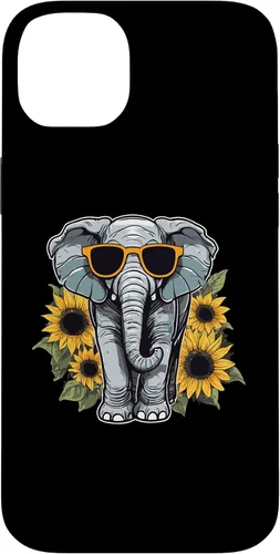 Vista 15 de Elephant with Sunglasses and Sunflowers Case for iPhone 16