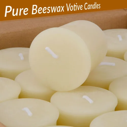 Vista 7 de 4 velas votivas de cera de abejas, blanco crema, quema de 12 horas, oración y conmemoración Tono crema suave, brillo de 12 horas, mejor en un