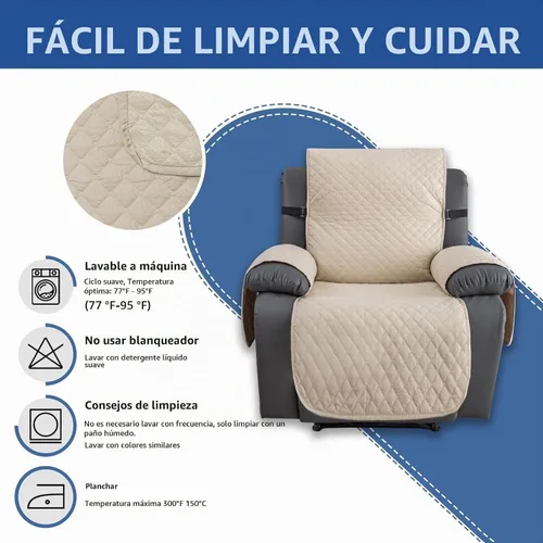 Vista 7 de XINEAGE Funda para Sillón Reclinable Resistente al Agua, Fundas Antideslizantes para Silla Reclinable con Bolsillos, Fundas Acolchadas Gruesas