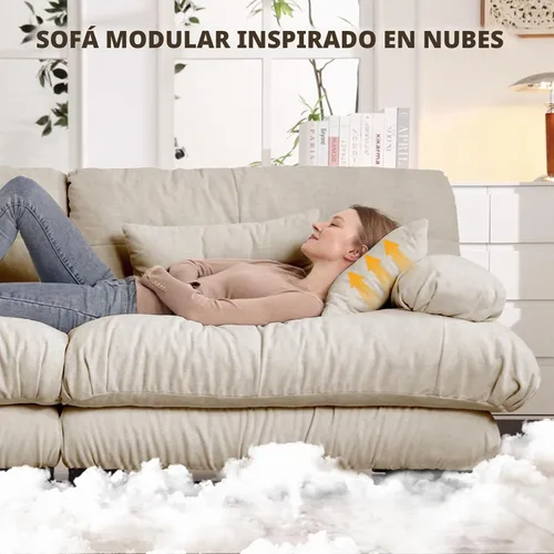 Vista 9 de Juego de sofá modular con asiento profundo de 94.4", tela de chenilla, loveseat seccional moderno para sala de estar, cómodo loveseat de felpa tipo