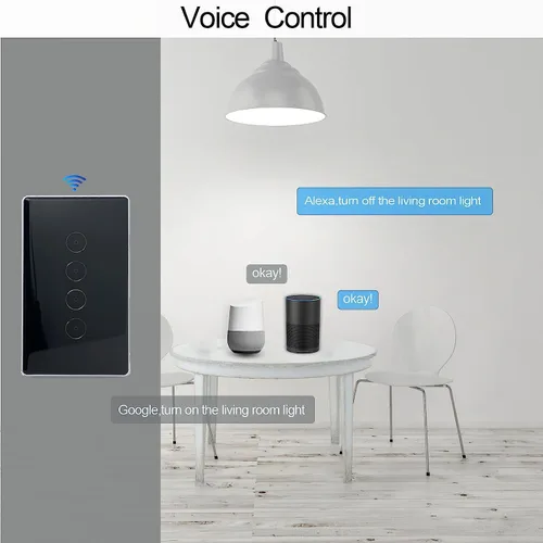Vista 8 de Smart-Life - Interruptor de luz táctil inteligente de pared, panel de vidrio, control remoto inalámbrico por aplicación Smart-Life en cualquier
