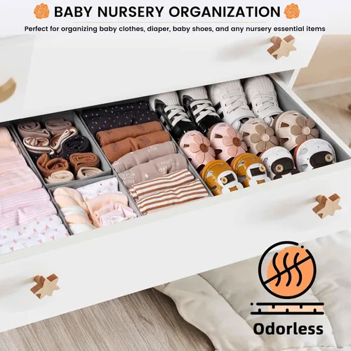 Vista 5 de 【PAQUETE FAMILIAR】Organizador de Cajones para Ropa, Paquete de 20 Contenedores Organizadores de Cómoda para Ropa de Bebé - Organizador de Ropa