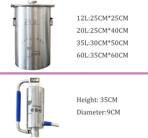 Vista 5 de YUEWO Alcohol Still Alembic Spirits - Destilador de agua de aceite esencial de alcohol de acero inoxidable 304 para hacer vino DIY whisky vino