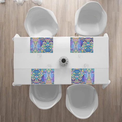 Vista 7 de Rectangular Placemats Set of 4, Heat Resistant Cat Printed Kitchen Dining Table Mats
