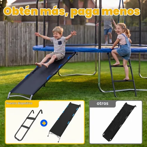 Vista 3 de Kit de diapositivas de escalera de trampolín, accesorios para trampolín incluyen tobogán y escalera