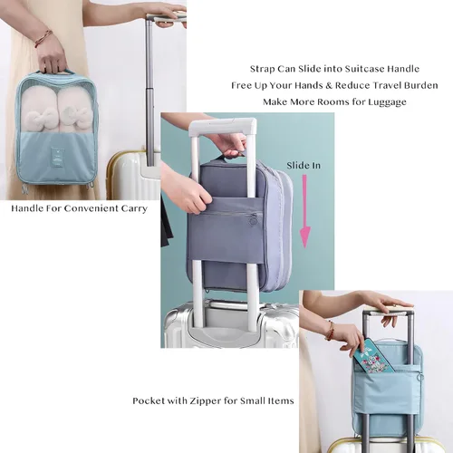 Vista 5 de Accesorios de viaje, bolsas de zapatos para almacenamiento, bolsas de viaje, esenciales de viaje, cubos de embalaje de equipaje con asa, organizador