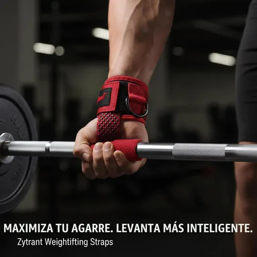 Vista 2 de Correas de levantamiento de pesas con anillo en D con puño, correas de elevación cómodas Thyick resistentes, ajuste seguro, agarre mejorado, correas