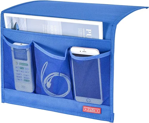 Vista 15 de Zafit Organizador de almacenamiento de mesita de noche, organizador de armario de mesa para mandos, teléfono, lentes (4 bolsillos, negro)