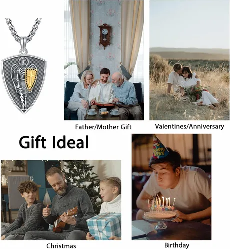 Vista 6 de DOTBJ Collar con colgante de cruz de San Miguel San Cristóbal San Patricio Jesús Regalos del día de San Valentín para hombres y mujeres