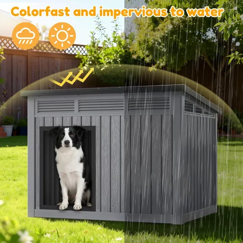 Vista 5 de Fancyango Casa grande para perros para interiores y exteriores, resistente a la intemperie y techo extraíble, se adapta a perros pequeños a grandes