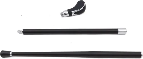 Vista 7 de Black Leather Silver Walking Cane Fashion Decorative Walking Stick Gentleman Elegant Cosplay Cane Crosier 94cm