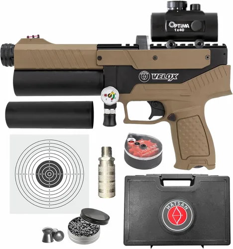 Vista 5 de Hatsan Velox PCP Pistola de aire semiautomática de pellets, hasta 620 FPS, hasta 20 julios, hasta 12 RDS, con estuche rígido Wearable4U + pellets +