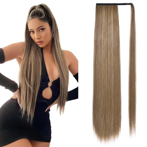 Vista 40 de SEIKEA Extensión de cola de caballo con clip alrededor del cabello lacio para mujer (12 pulgadas, negro)