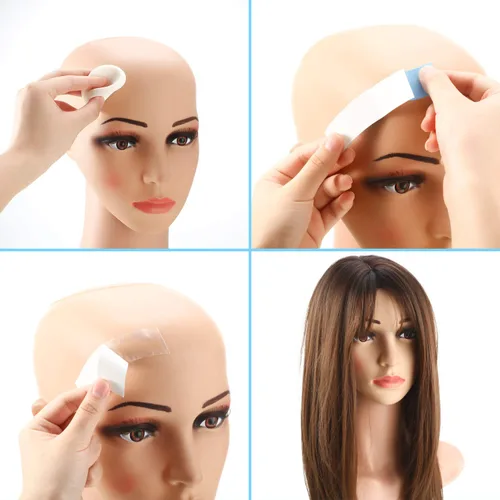 Vista 5 de 48 piezas de encaje frontal cinta de encaje frontal peluca cinta adhesiva de doble cara impermeable pelucas de encaje cinta en forma de C