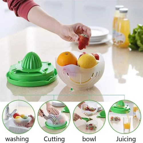 Vista 2 de Tofern Cortador de ensalada a presión y exprimidor multifuncional de frutas y verduras
