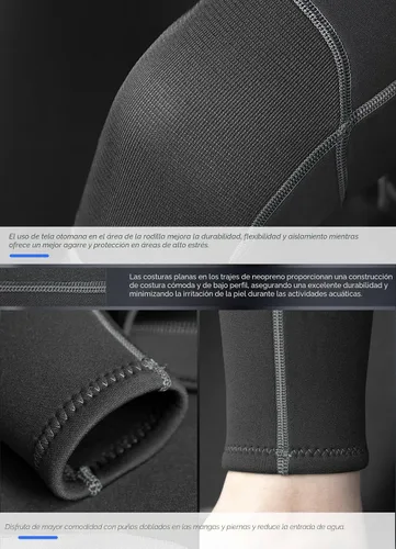 Vista 6 de Hevto Men Wetsuit 3/2mm Neoprene Front Zipper for Surfing Diving Negro