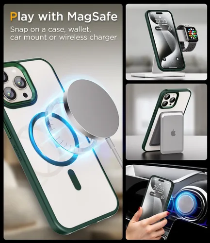 Vista 4 de SUCGLES Funda para iPhone 15 Pro Max con MagSafe [Magnética Ultra Fuerte] [Protección Militar contra Caídas de 12 Pies]