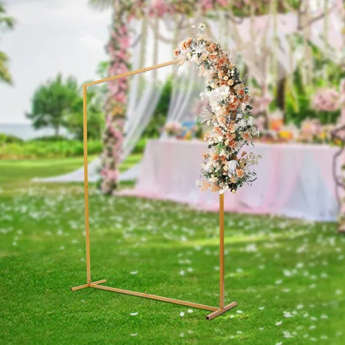 Vista 4 de Soporte cuadrado de metal para arco de boda con bases, 6.5 pies de fácil montaje, arco de jardín cuadrado de metal para bodas, bar, mitzvá, fiesta
