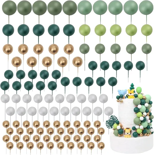 Vista 9 de 115 PCS Adornos para Pasteles de Pelota - Decoraciones de Pastel de Mini Globos Pelota de Espuma Palillos para Cupcakes Adornos Insertables DIY